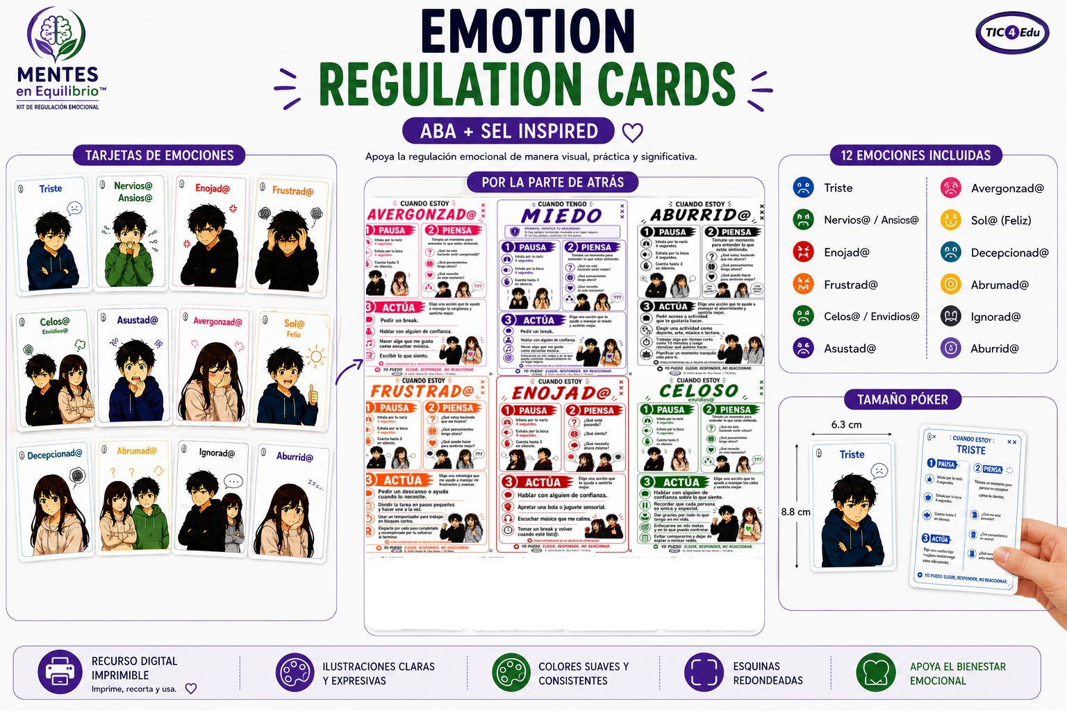 Tarjetas de regulación emocional incluidas