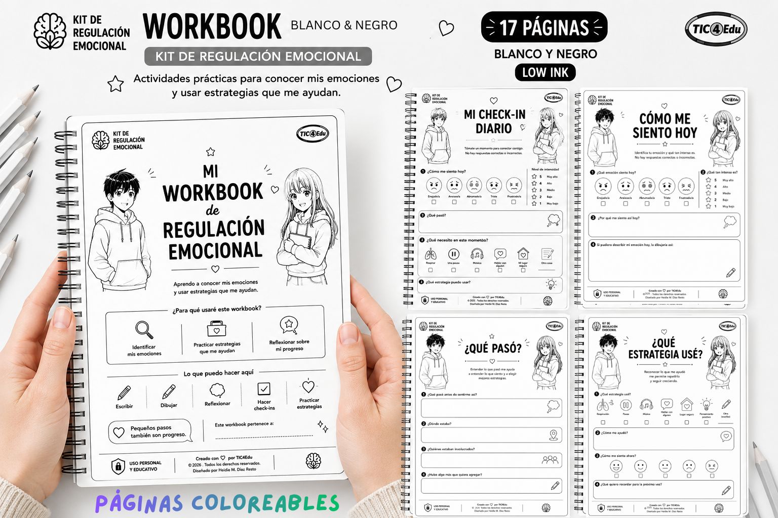 Workbook emocional blanco y negro low ink