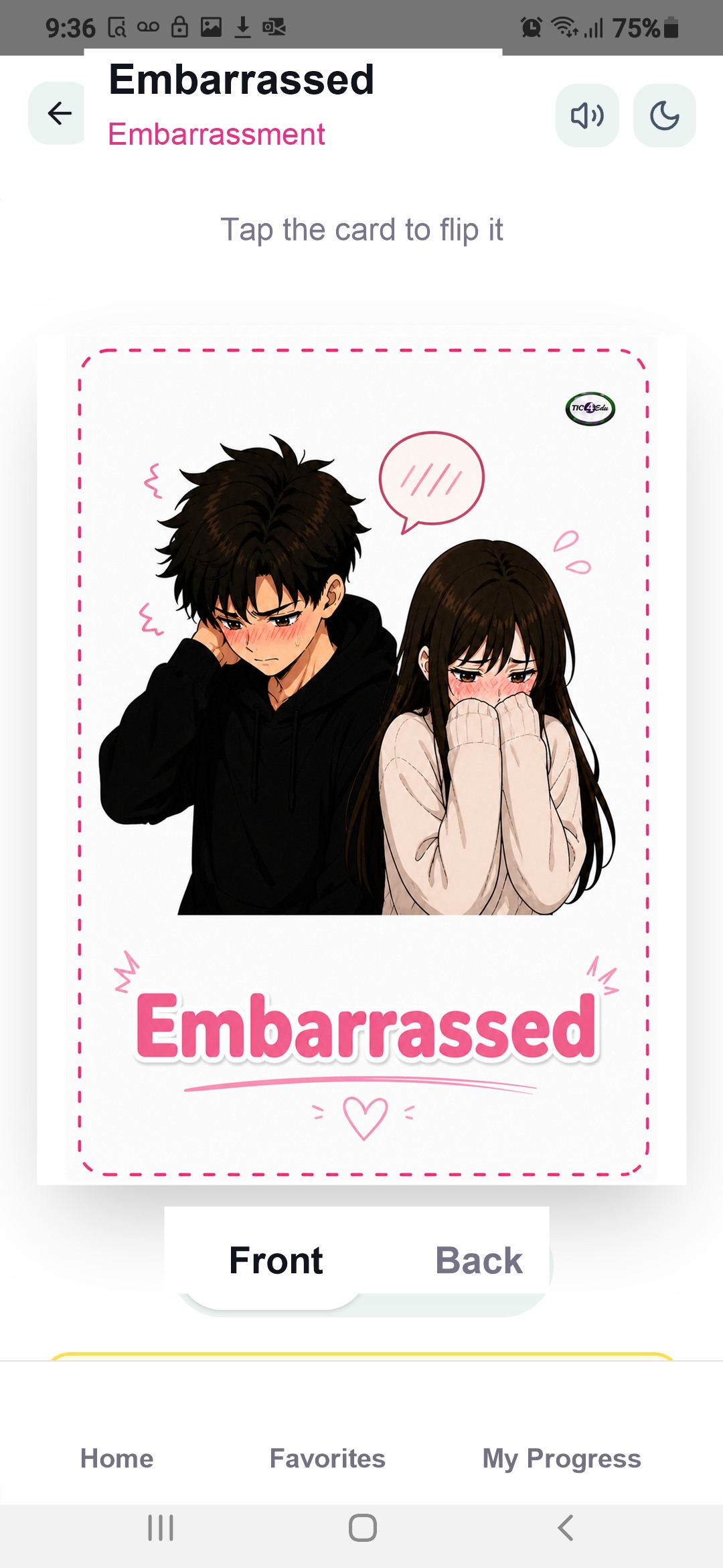 Front of an emotion card