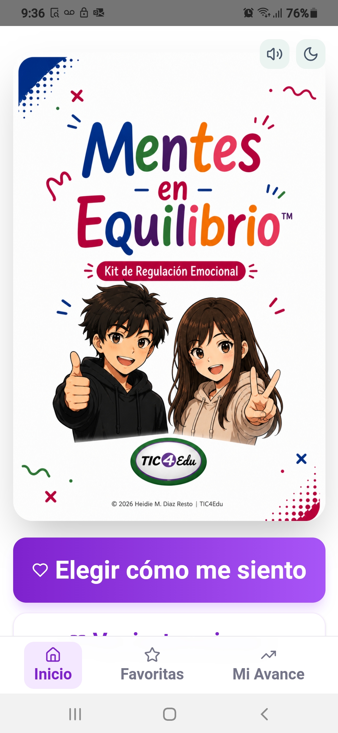 Portada de Mentes en Equilibrio dentro de la app