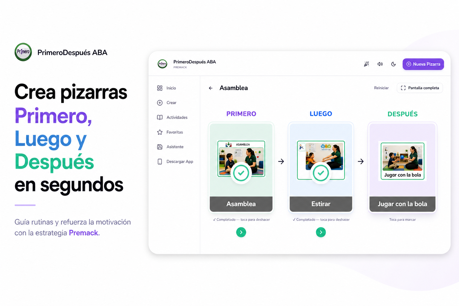 Presentación de pizarra de tres pasos