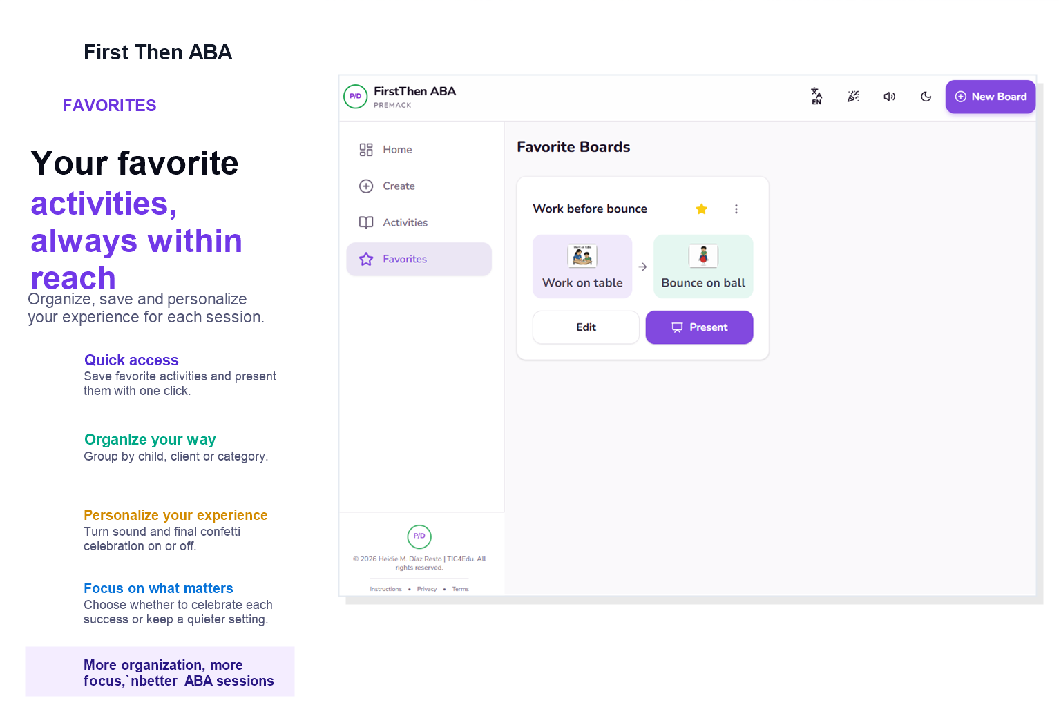 Favorites screen